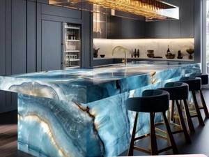 میز کانتر با سنگ مرمر آبی در اردبیل 