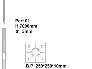 پایه روشنایی 7 متری گالوانیزه شش وجهی گرید B