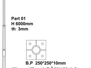 پایه روشنایی 6 متری گالوانیزه شش وجهی گرید B