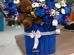 سفارش باکس گل با عروسک خرس در میاندوآب