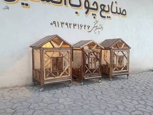 خرید قفس پرنده چوبی طرح کلبه