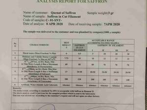 نمونه برگه آزمایش زعفران های صادراتی قائنات
