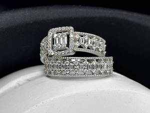 حلقه پشت حلقه جواهر نقره