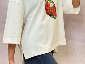 تیشرت باکسی ترند تابستانی طرح نارگيل