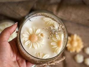خرید و قیمت شمع جار شیشه ای بابونه