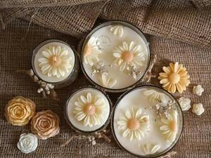 خرید و قیمت شمع جار شیشه ای بابونه