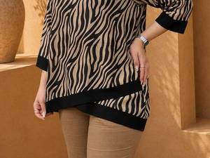شومیز زنانه جلو بسته طرح گورخری