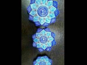 ست سه تکه بشقاب مسی میناکاری