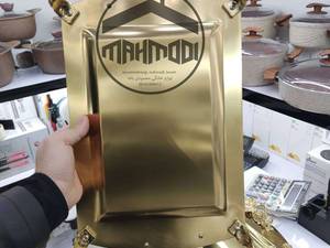 سینی طلایی ۲عددی پایه دار مستطیل