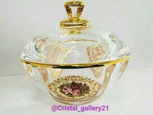 فنجان و قندان لب طلایی گل زر