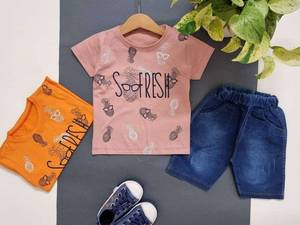 ست اسپرت تیشرت پنبه شلوارک لی کاغذی در بابل